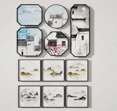 新中式装饰画3D模型下载